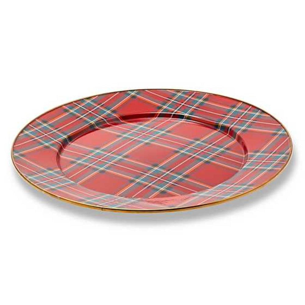 Plaid enamel Plates - Set of 4