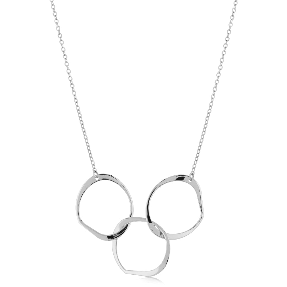 Sterling Silver Triple Interlocked Circles Necklace