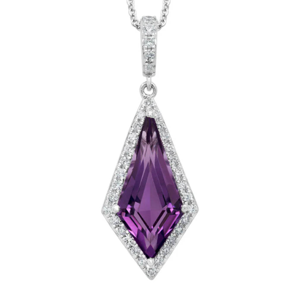 14K cheapest Amethyst Diamond Pendant