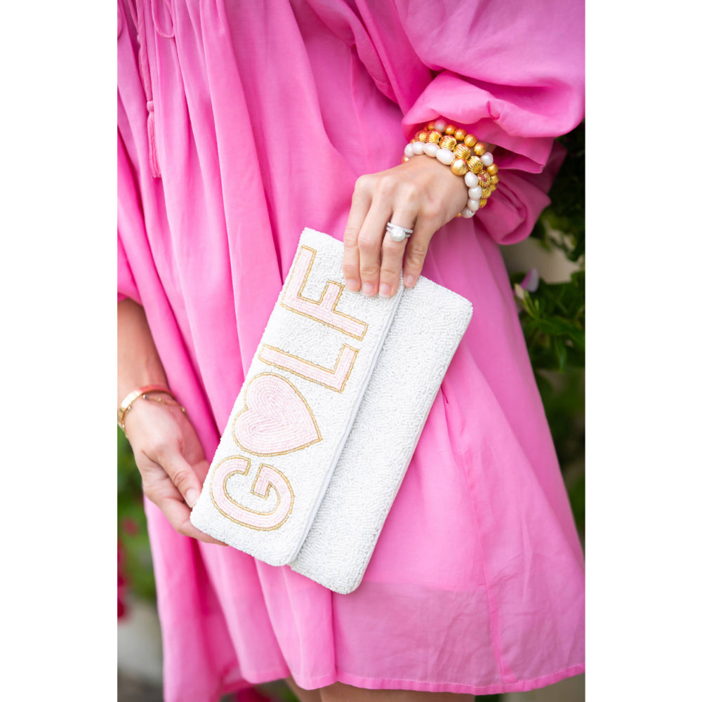 Light Pink Golf Love - Beaded Clutch - Lisi Lerch