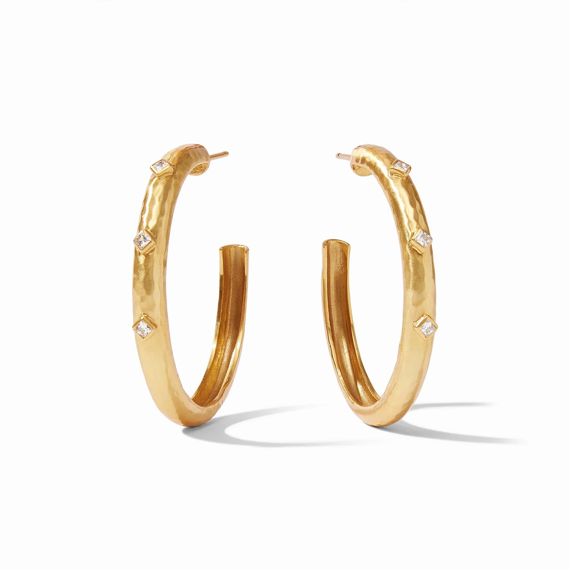 Gold plated stone hoop earrings fashion