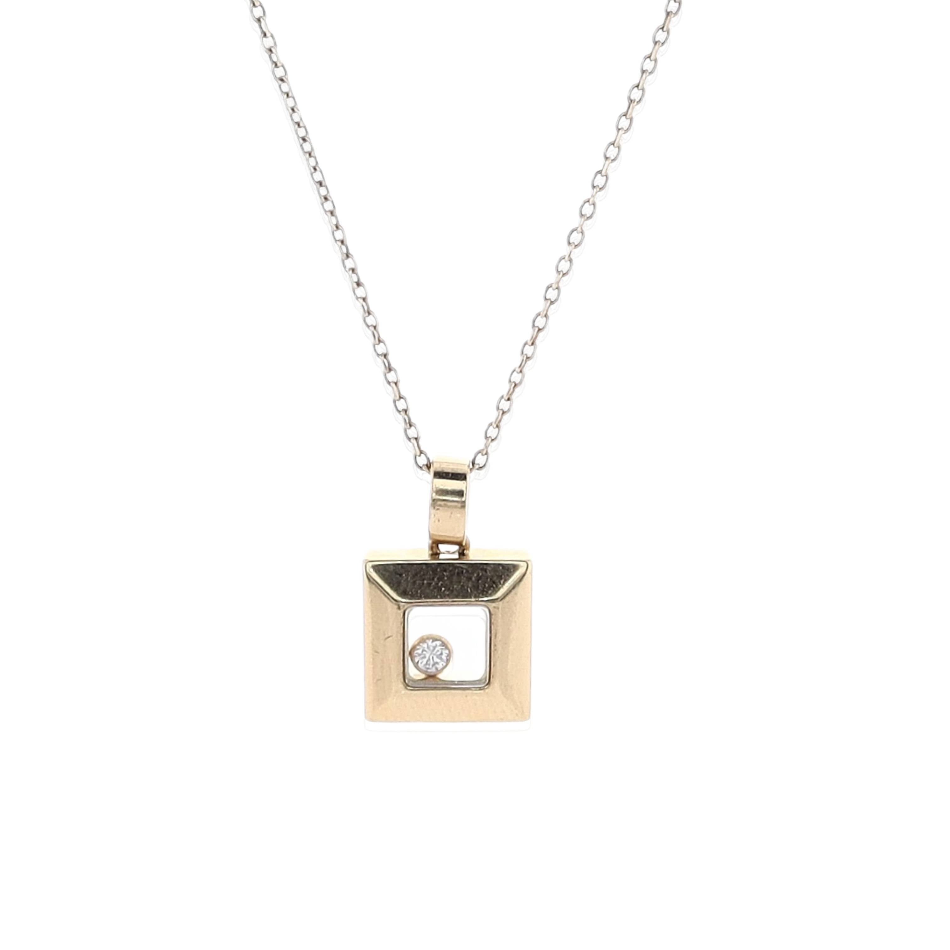 Estate 18k Yellow Gold Chopard Happy Diamonds Icons Square Pendant