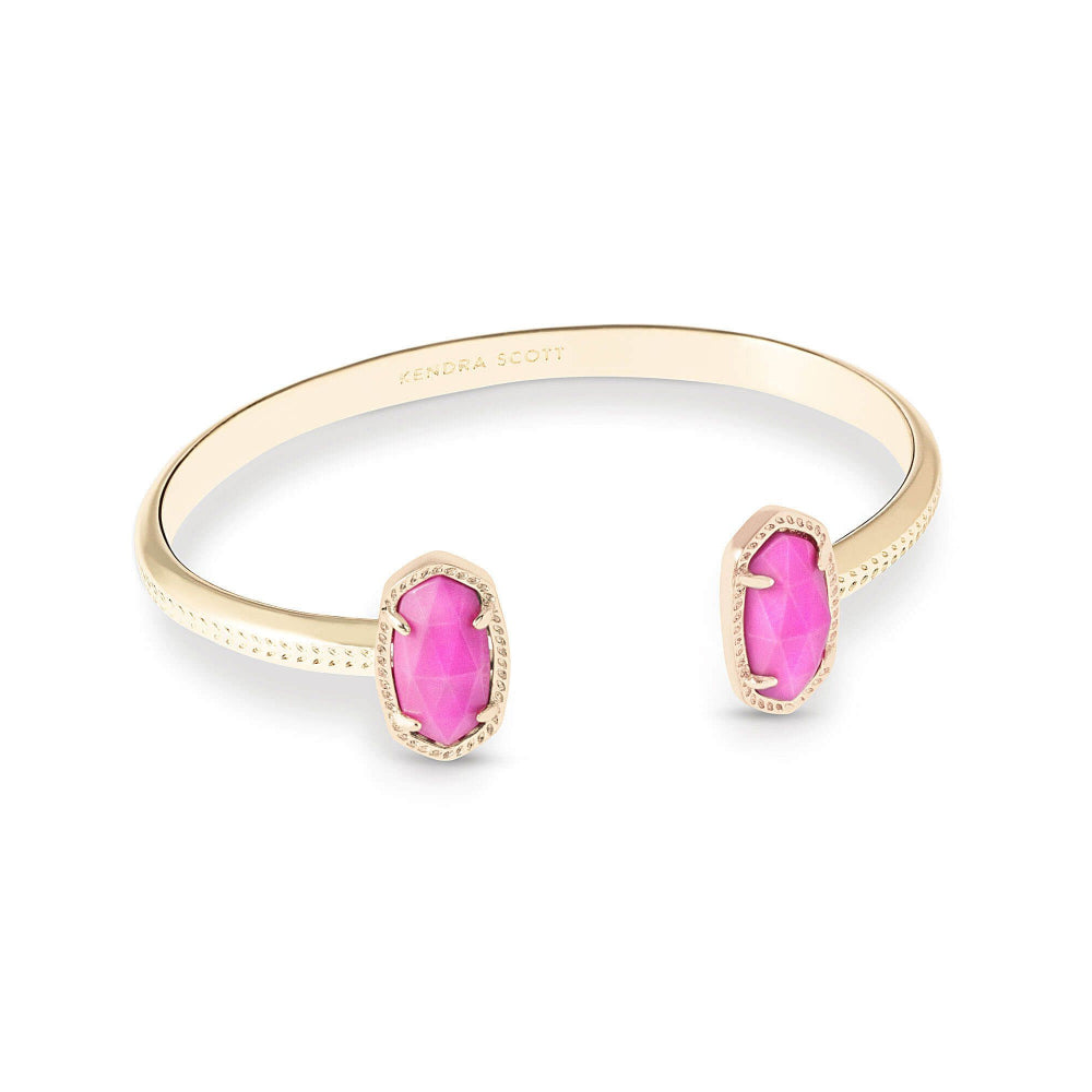 Elton Gold Cuff Bracelet in Rose Quartz