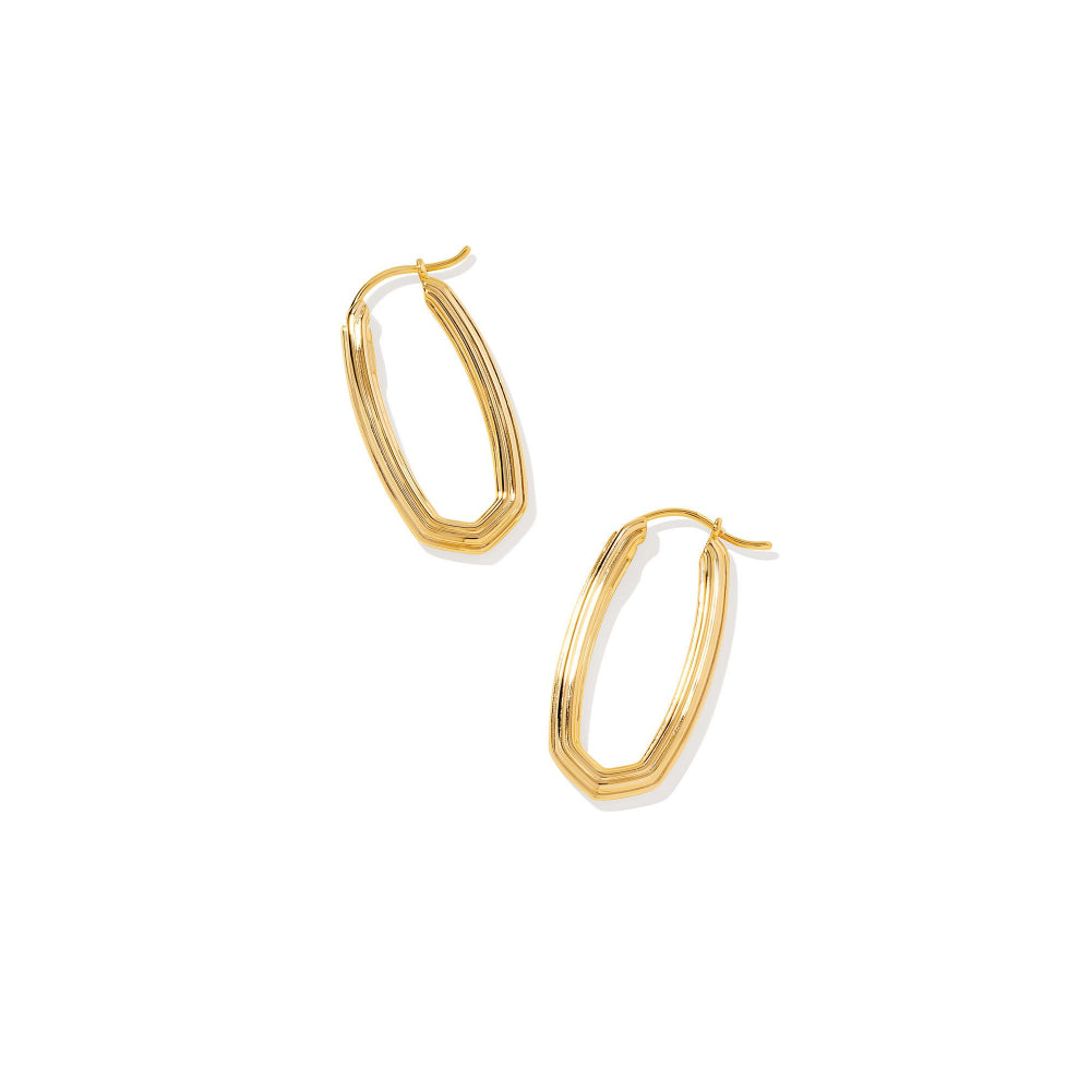 Kendra Scott Vintage Heather Gold Hoops In Neutral mix store of Slate and MOP