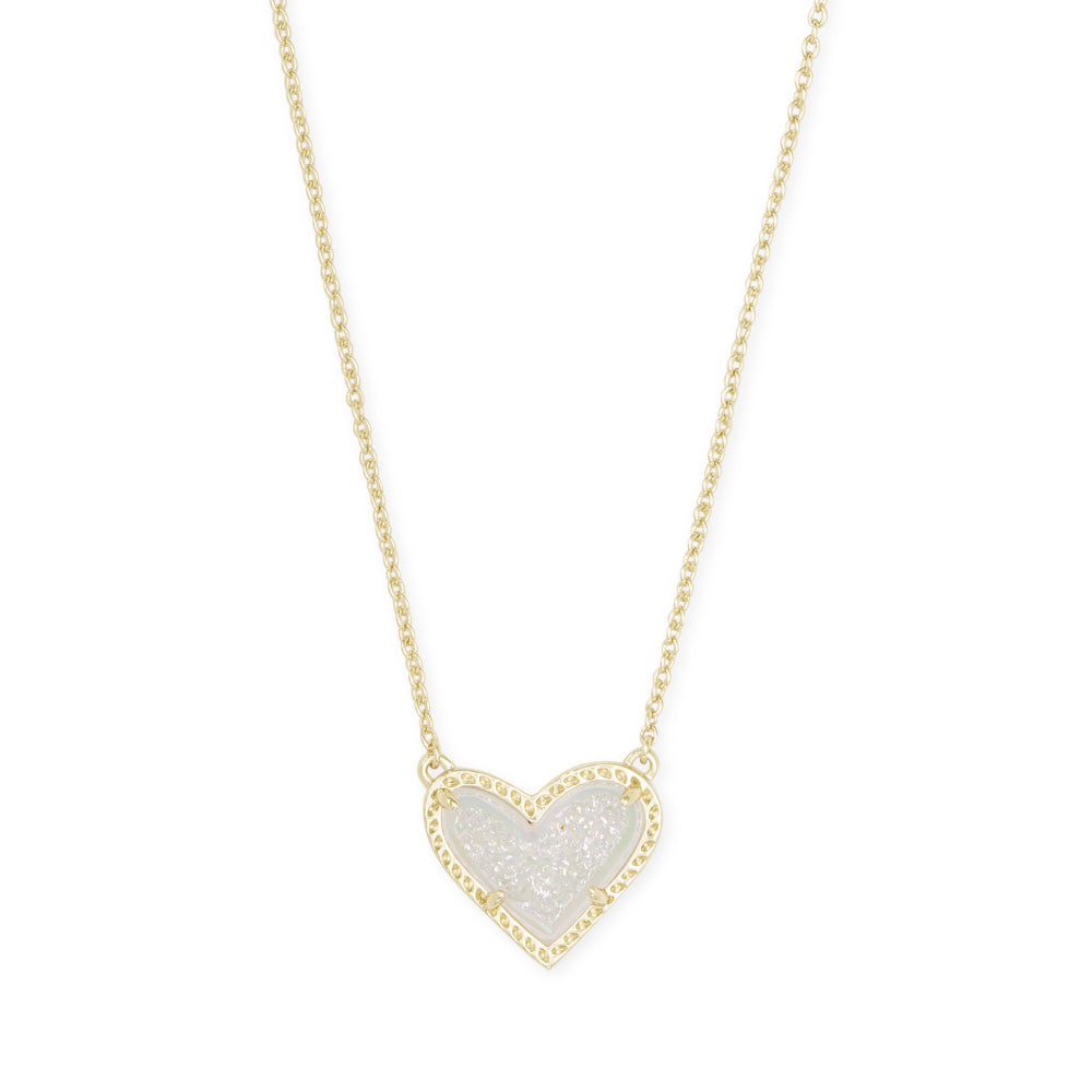 Ari heart gold pendant deals necklace in dichroic glass