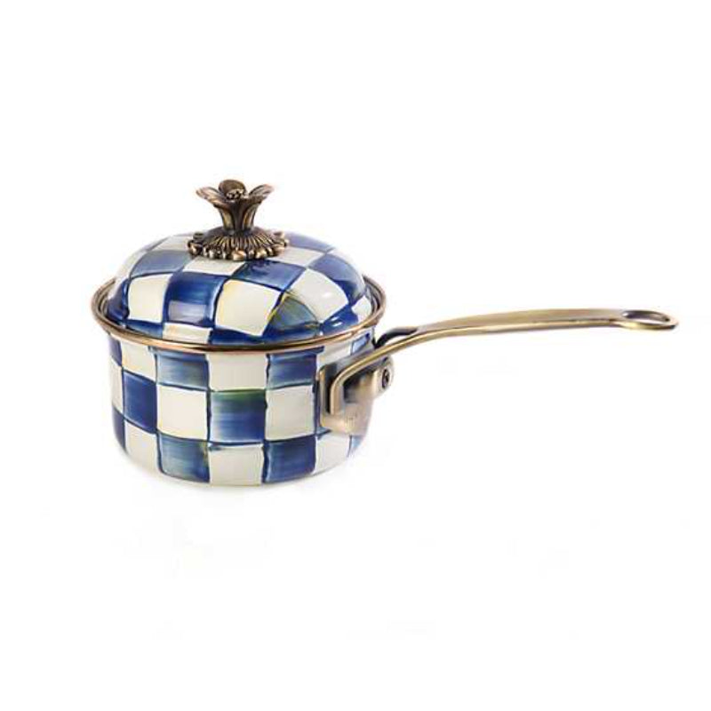 MacKenzie-Childs Courtly Check Enamel 1 qt. Saucepan