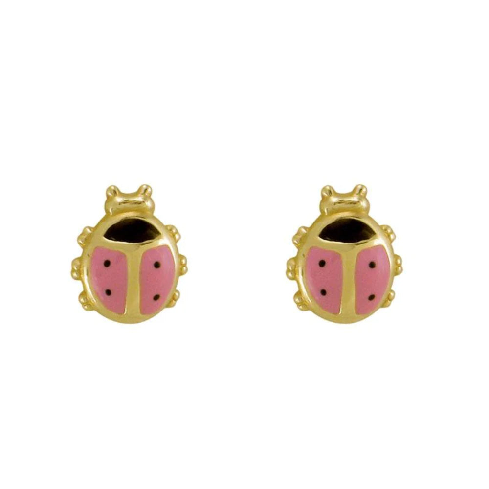 14k yellow gold Lady Bug Stud shops earrings!