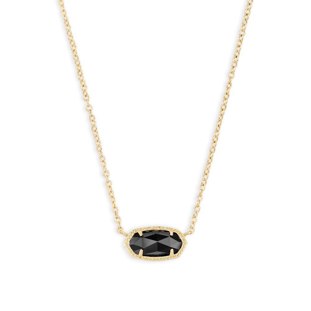 Kendra Scott Elisa Gold Pendant Necklace in Black Opaque Glass