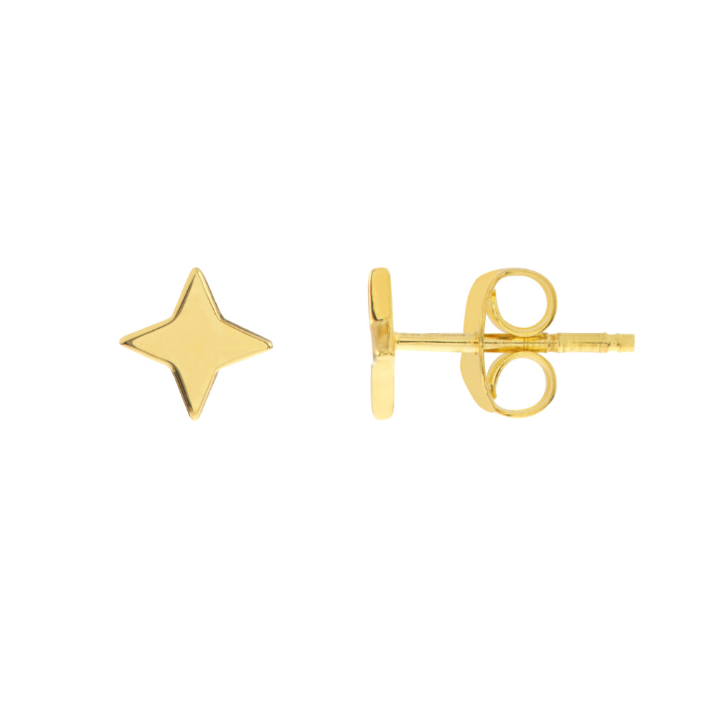 14K Gold Arrow Earring, Stud Piercing, North Star Earring, Handmade high quality Modern Jewelry, Cute Dainty Design, Solid Gold Earring