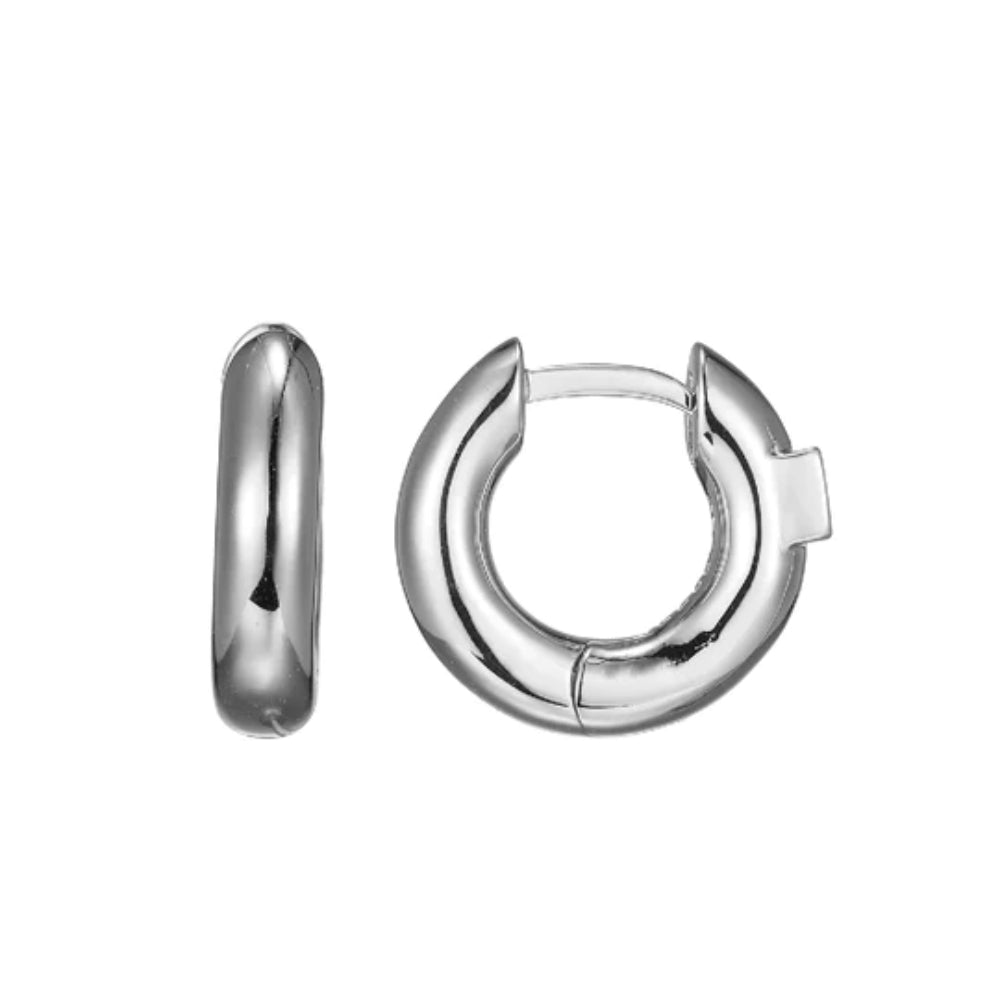 Medium Silver Hoops Earrings (Open in Back)