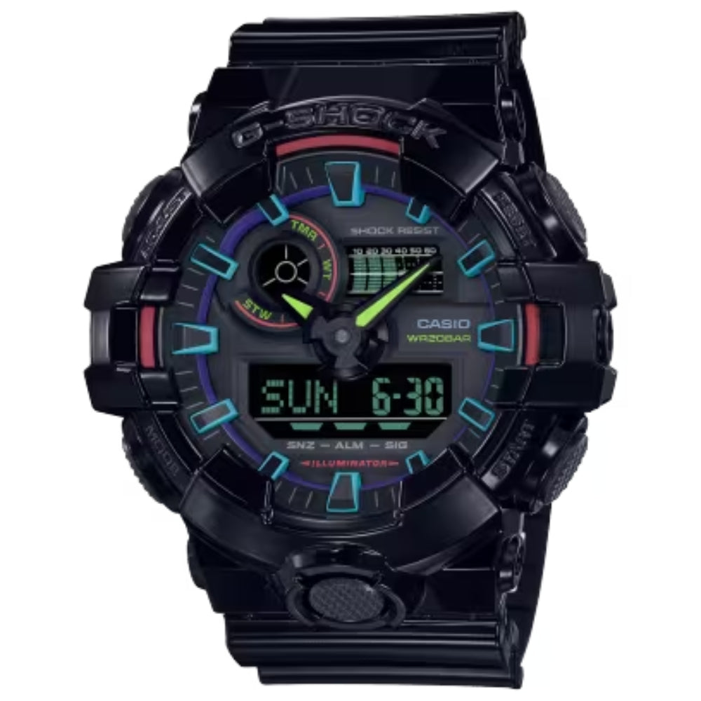 G-Shock Analog Digital GA-700 Series - Black with Multi-Color Accents