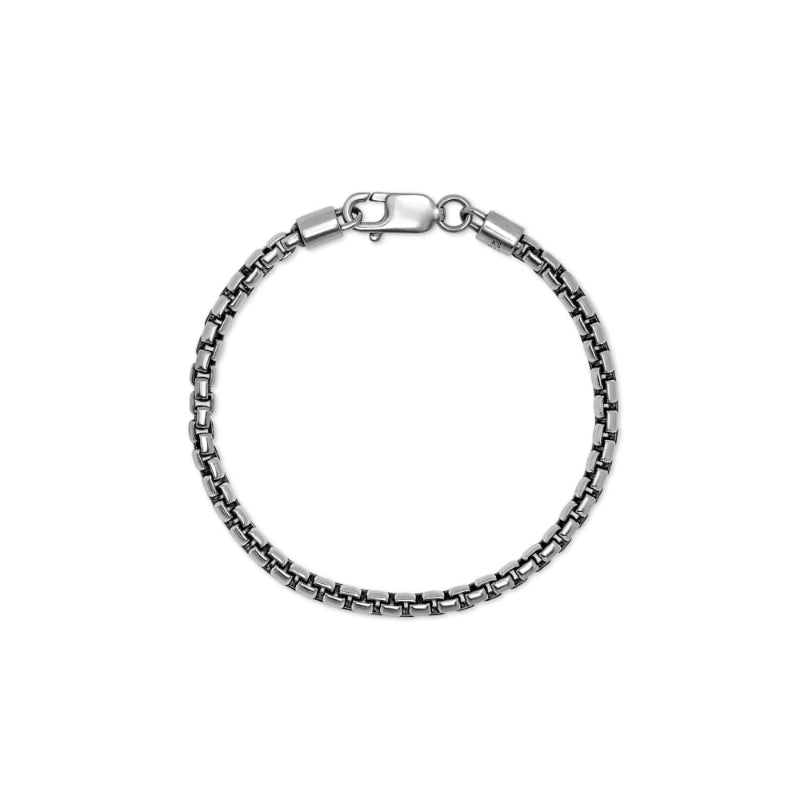 4mm Round Link Box Chain Bracelet Women Sterling Silver - Thick Chunky Stacking Wide Chain - Christmas store Gift for Her SB00069