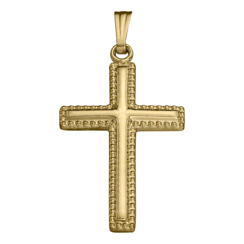 14K Yellow Gold Cross with Beaded Edge Pendant – Smyth Jewelers