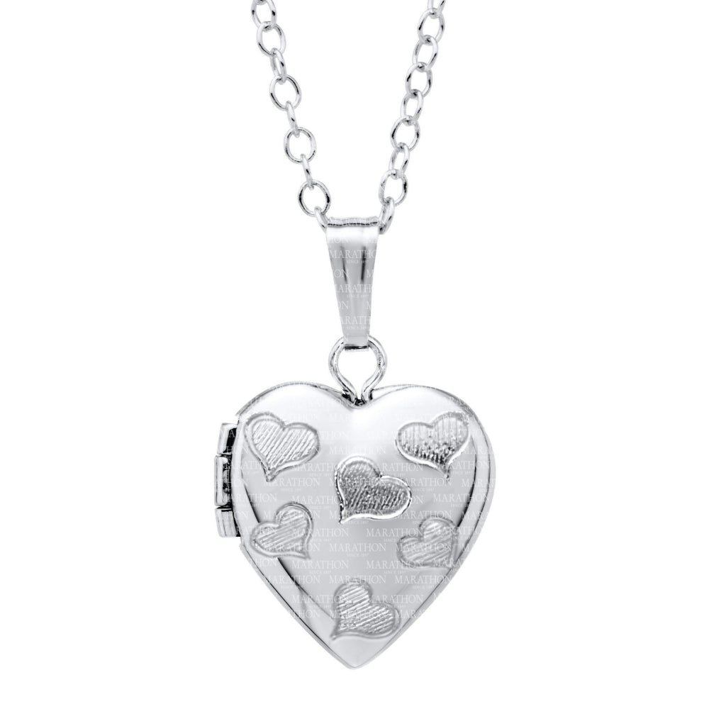 Sterling Silver Engraved Heart Locket Necklace