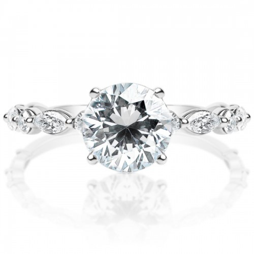 Marquise and round on sale diamond engagement ring