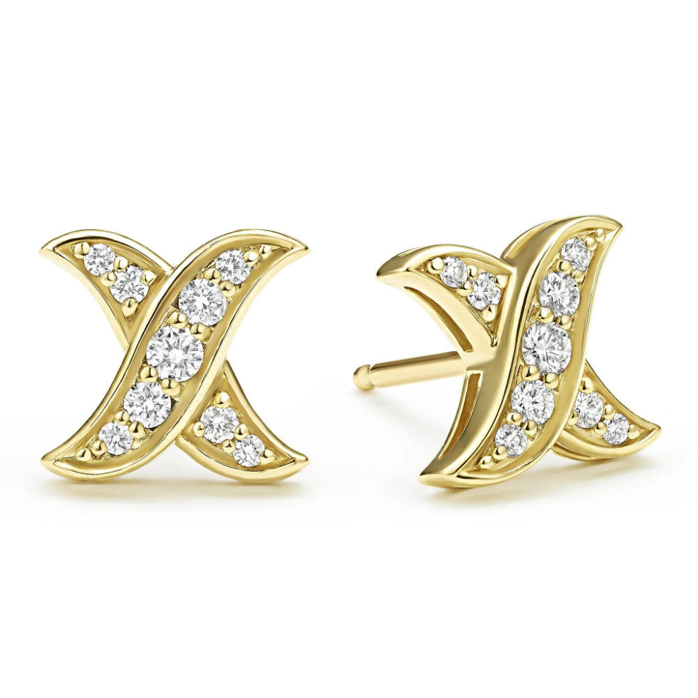 Lagos Embrace 18k Gold X Diamond Stud Earrings