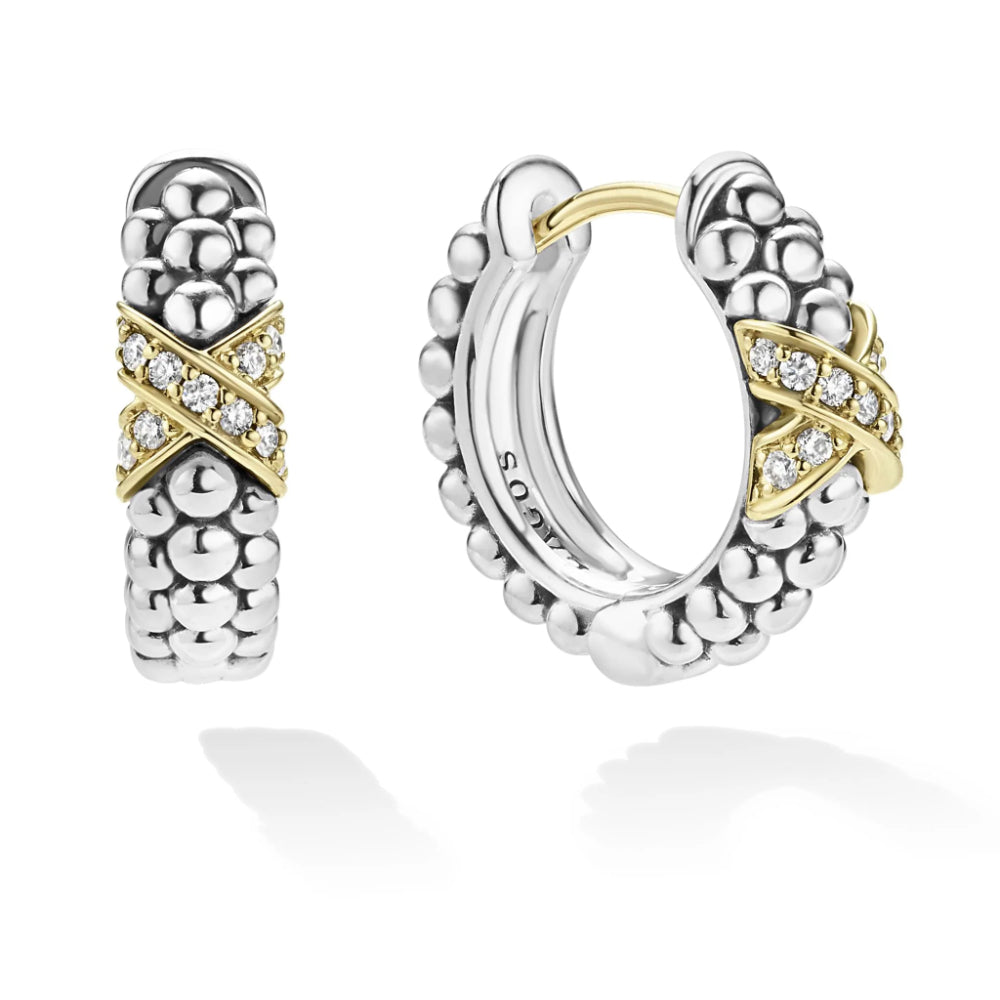 Lagos Embrace Two-Tone Diamond Huggie Earrings