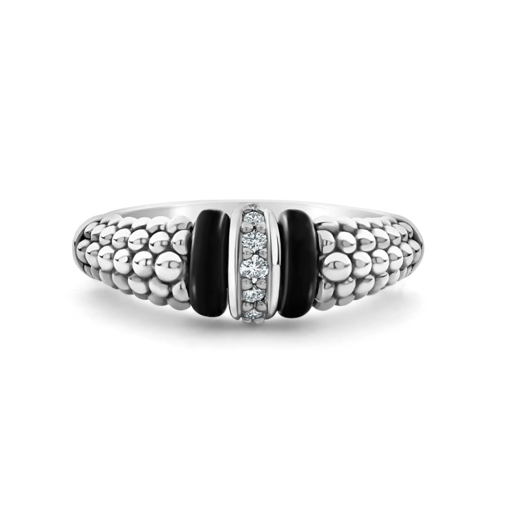 Lagos Black Caviar Ceramic Diamond Ring