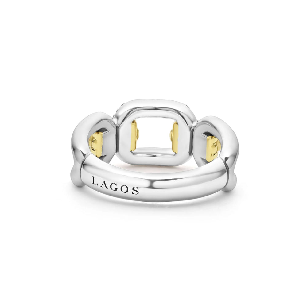 Lagos Signature Caviar Two Tone Link Diamond Ring