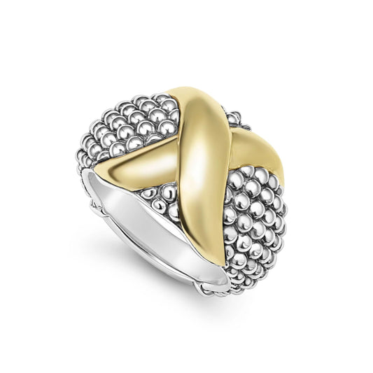 Lagos Embrace Two-Tone X Caviar Dome Ring