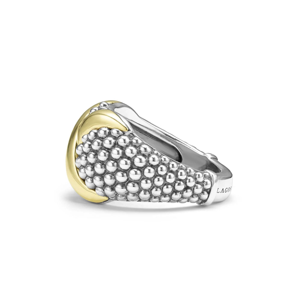 Lagos Embrace Two-Tone X Caviar Dome Ring