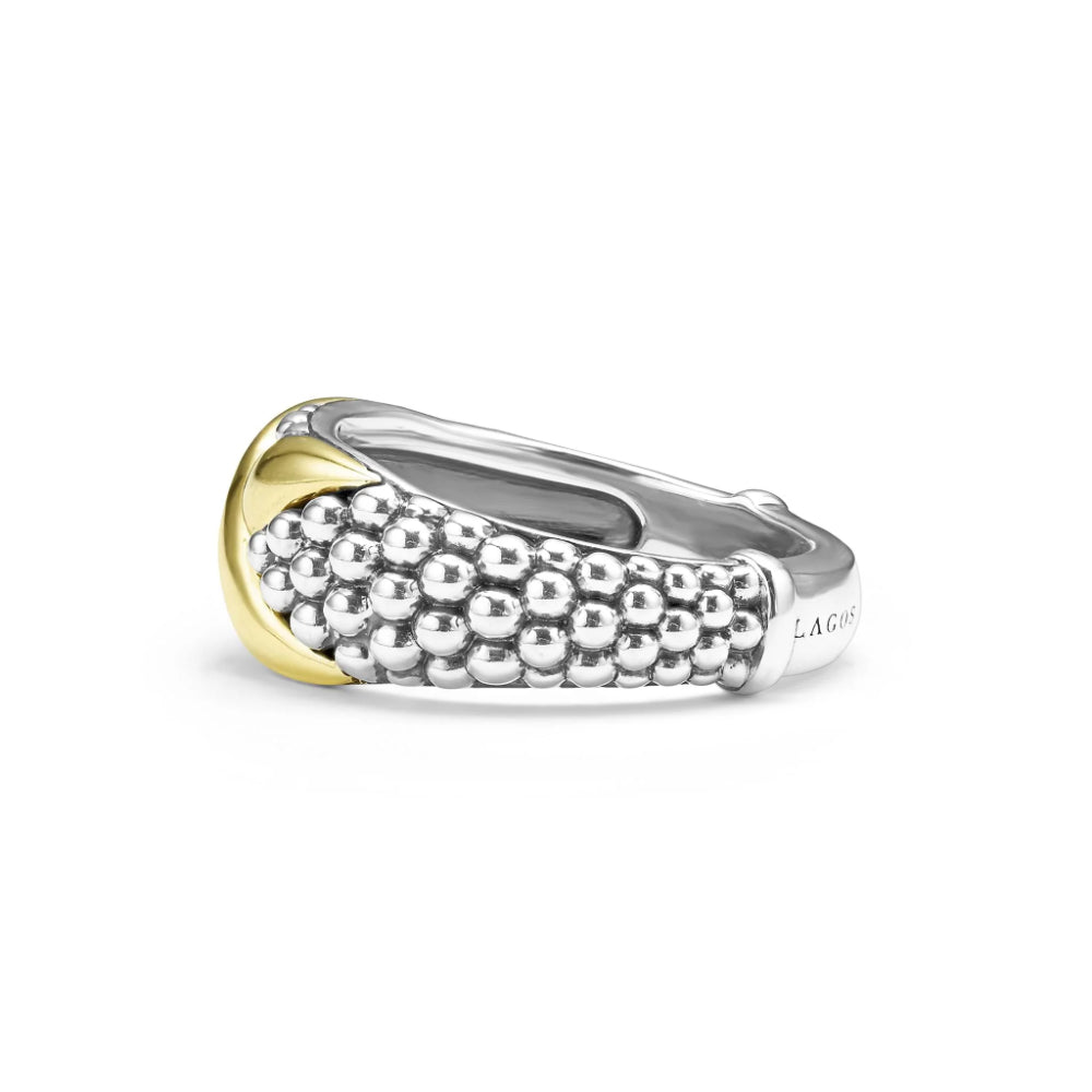 Lagos Embrace Two-Tone X Caviar Ring