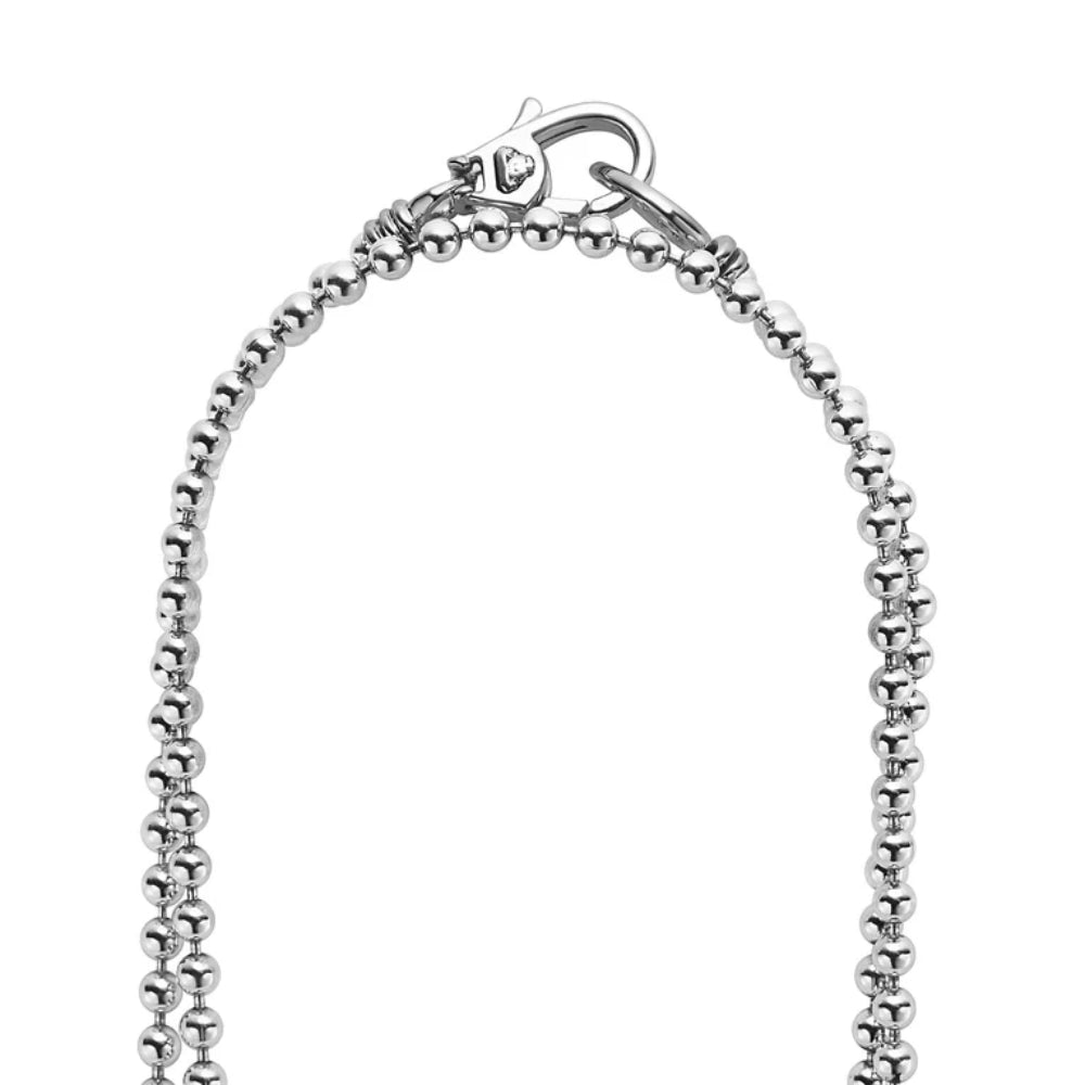 Lagos Caviar Icon Long Silver Beaded Necklace