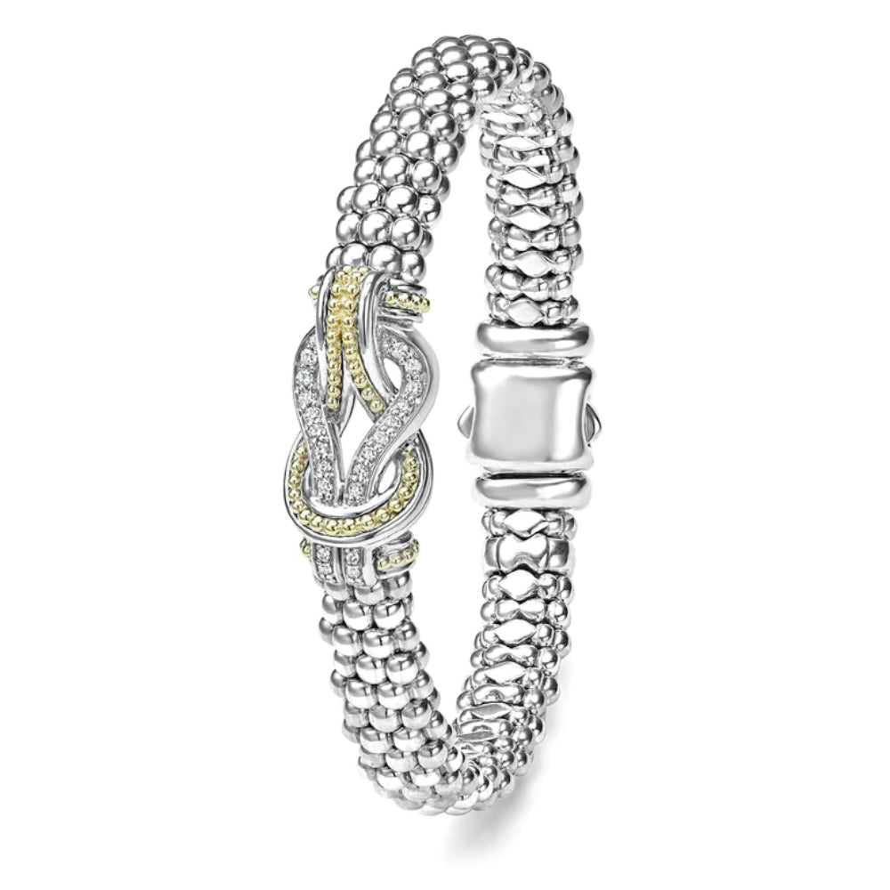 Lagos Newport Two-Tone Knot Caviar Diamond Bracelet, 9mm