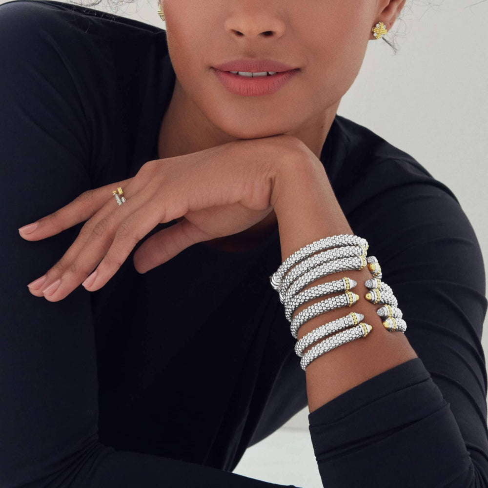 Lagos Signature Caviar Two Tone Cuff Bracelet Smyth Jewelers