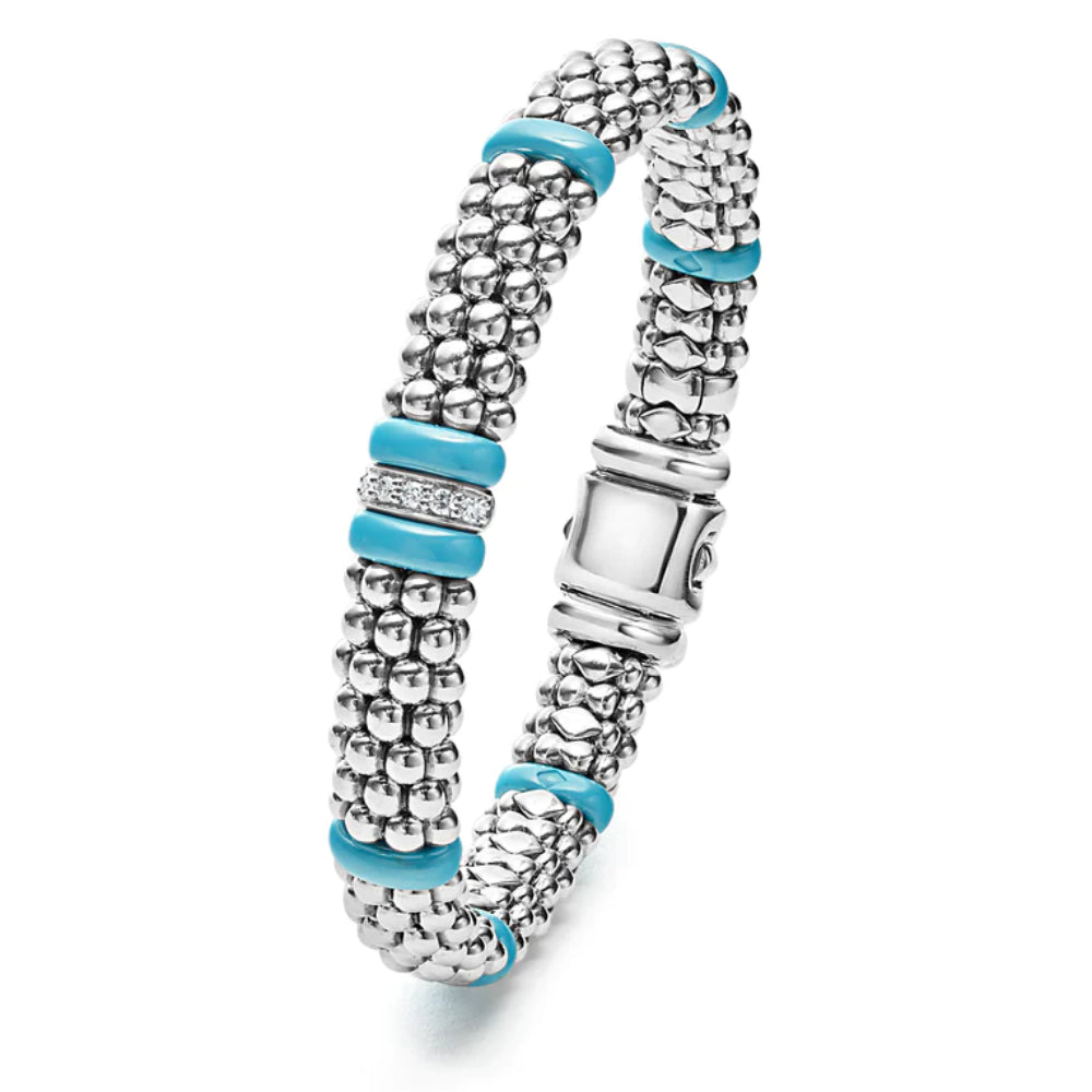 Lagos Blue Caviar Single Station Diamond Caviar Bracelet, 9mm