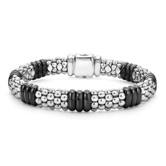 Lagos Black Caviar Ceramic Caviar Beaded Bracelet, 9mm