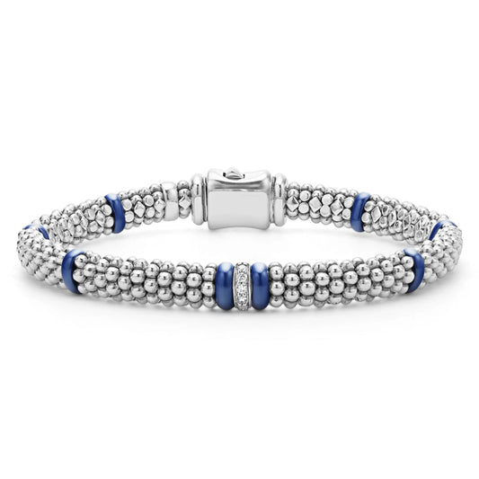 Lagos Blue Caviar 6mm Single Station Diamond Caviar Bracelet