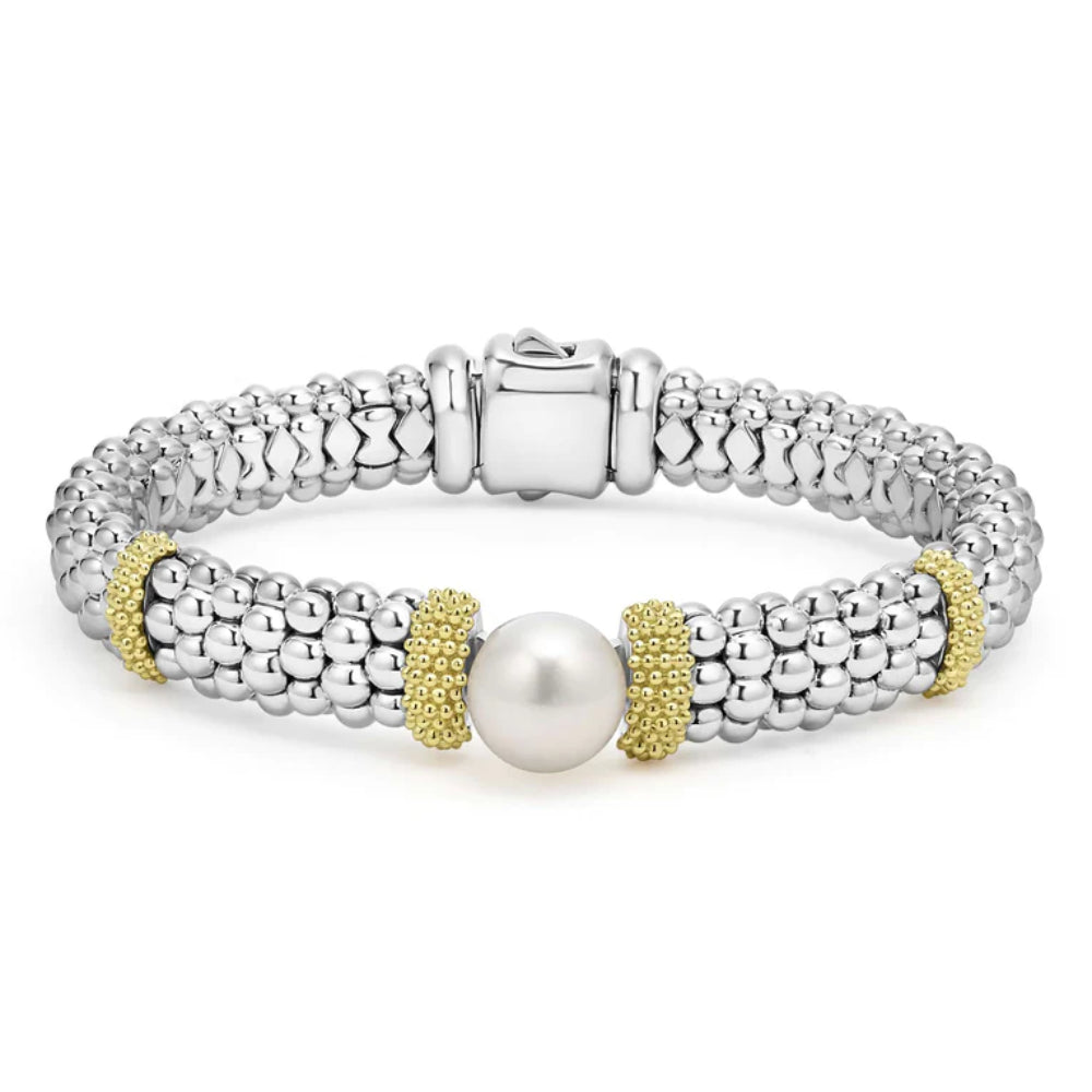 Lagos Luna Two-Tone Pearl Caviar Bracelet, 9mm