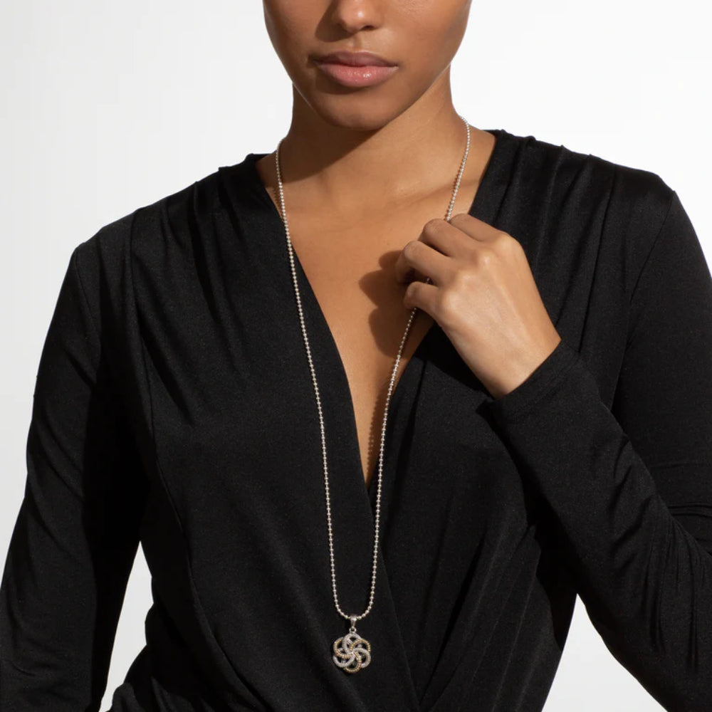Lagos Love Knot Large Two Tone Pendant Necklace