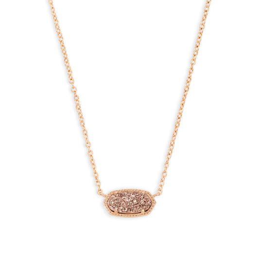 Kendra Scott Elisa Short Pendant Necklace in Rose Gold Drusy