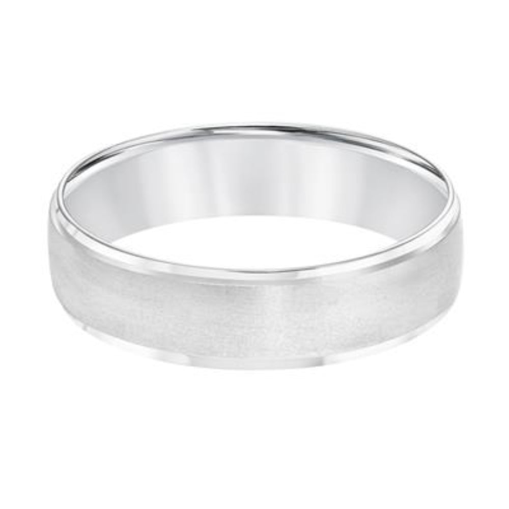 Men's 6mm Low Dome Flat Edge Carved Wedding Band