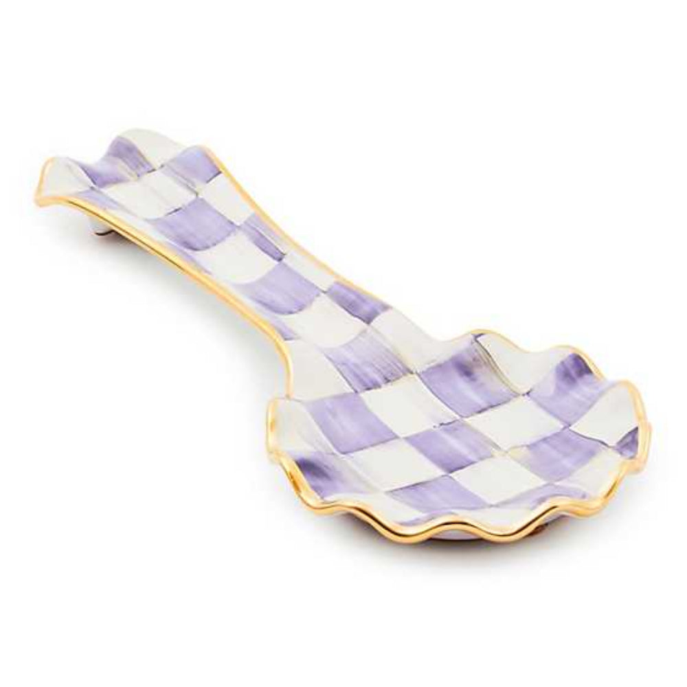 MacKenzie-Childs Plum Check Ceramic Spoon Rest