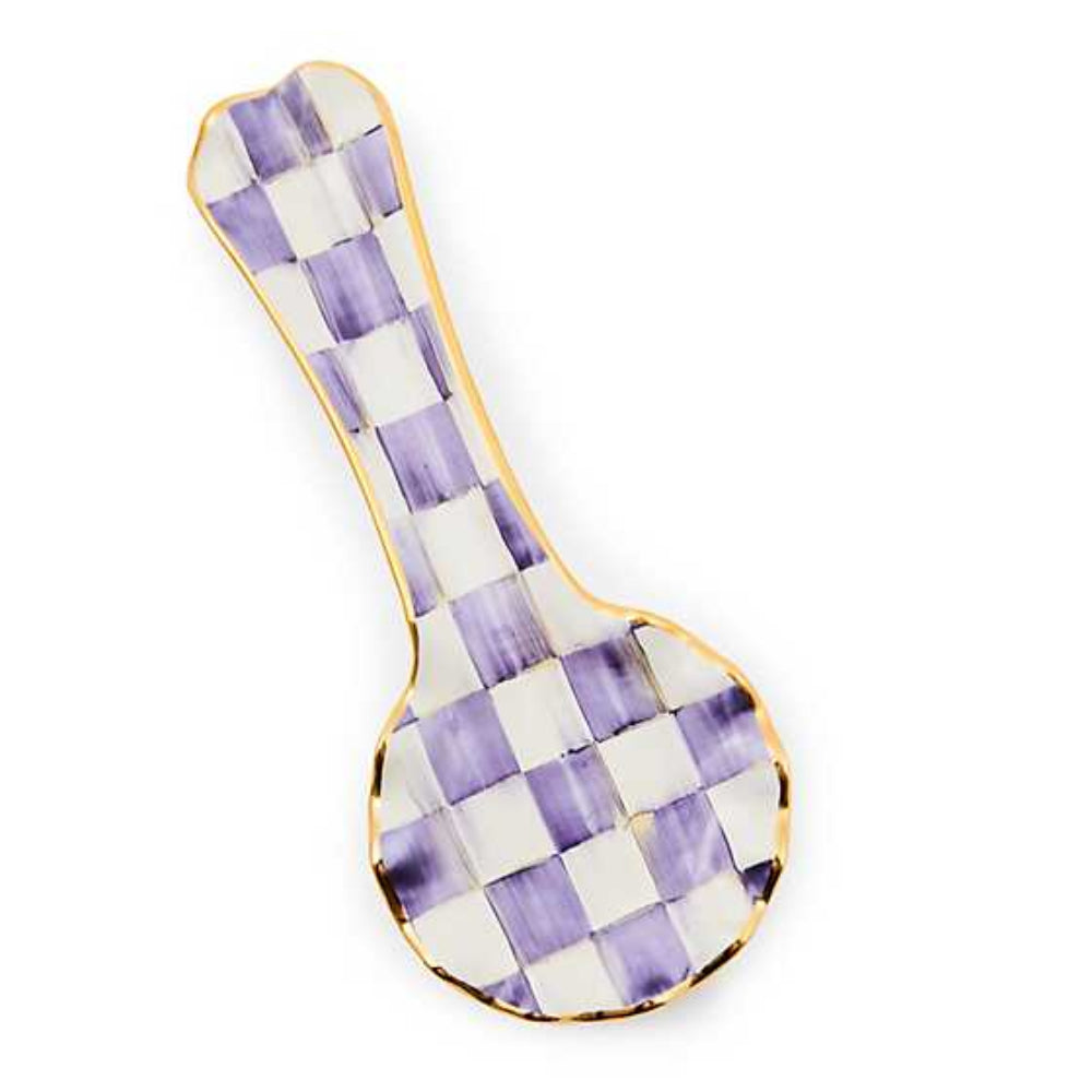 MacKenzie-Childs Plum Check Ceramic Spoon Rest