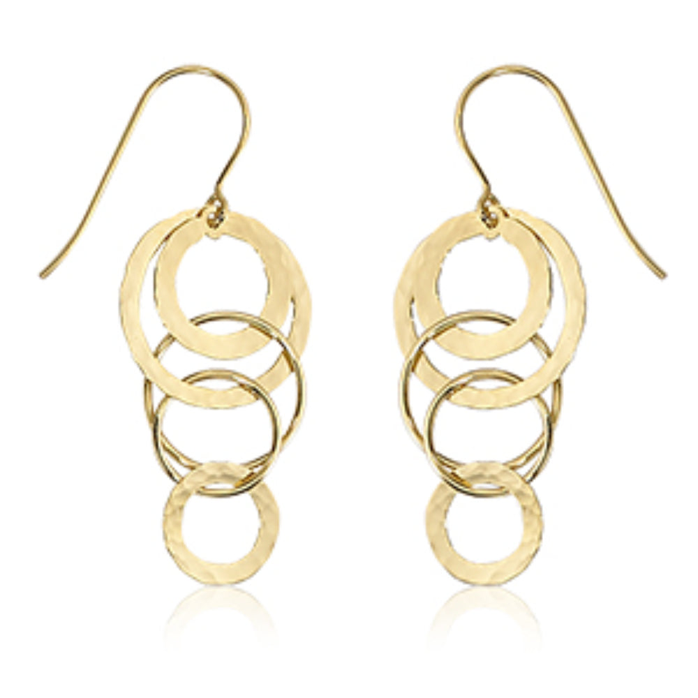 Mini Hammered Cascading Circles Earrings