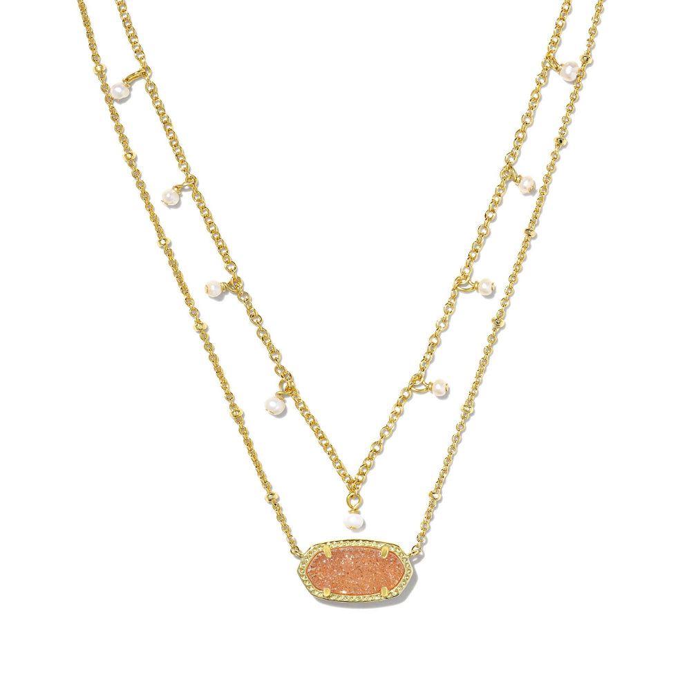 Kendra Scott Elisa Pearl Multi Strand Necklace - Gold Sand Drusy