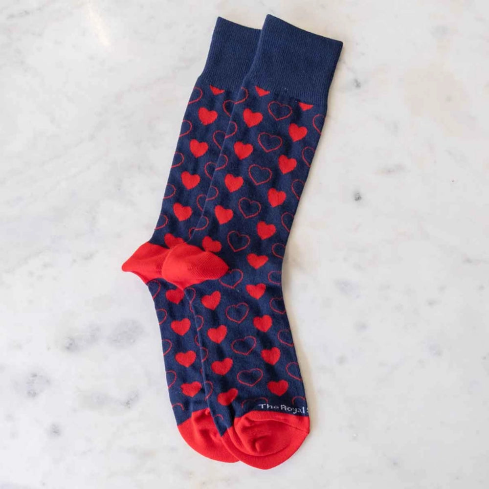 The Royal Standard Men's Heart Socks Navy/Red One Size