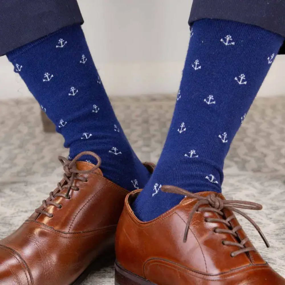 The Royal Standard Men's Anchor Socks Navy/White One Size