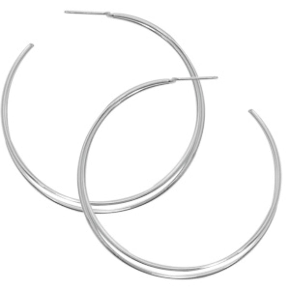 Sterling Silver 4mm Crossover Hoop Earrings