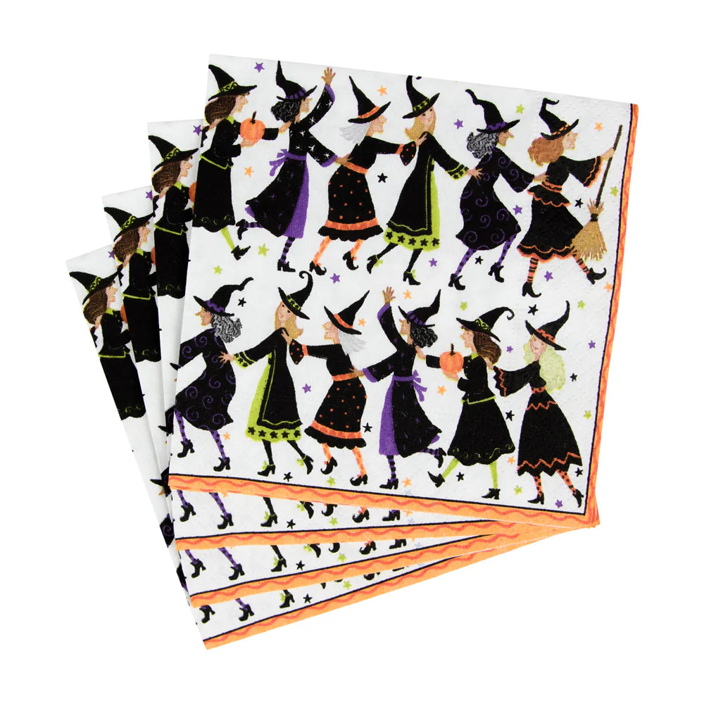 Caspari Witches Conga Line Cocktail Napkins - Package of 20