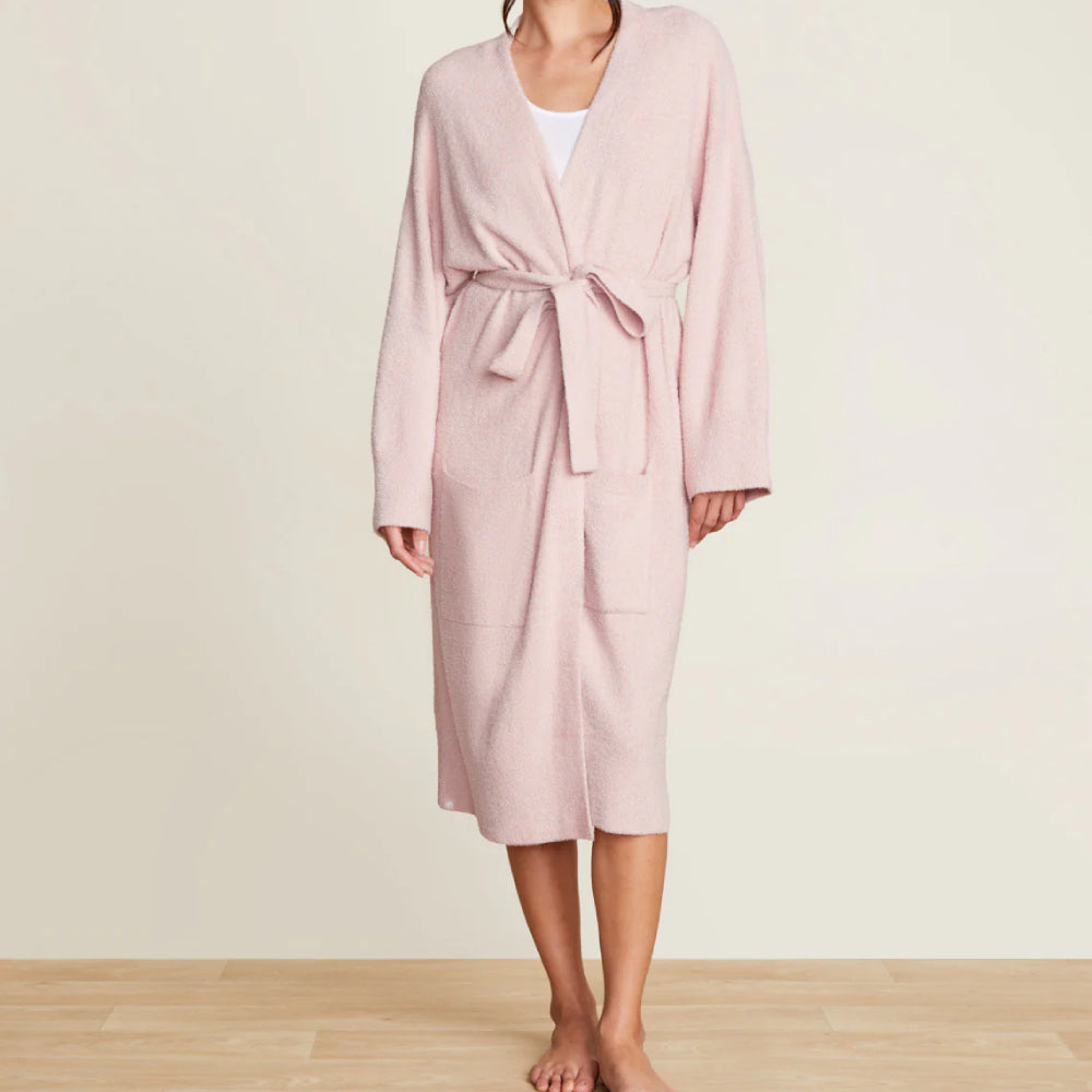 Barefoot Dreams CozyChic Lite® Barbie™ Robe- Dusty Rose/White