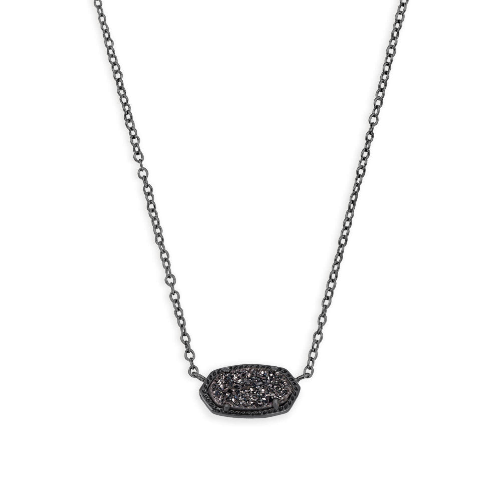 Kendra Scott Elisa Short Pendant Necklace in Gunmetal Black Drusy