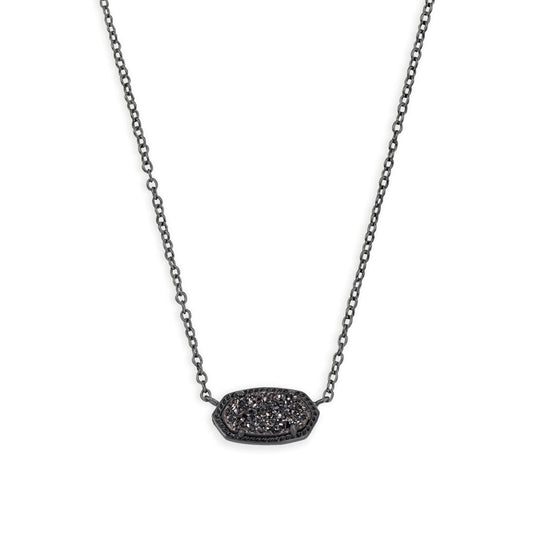 Kendra Scott Elisa Short Pendant Necklace in Gunmetal Black Drusy