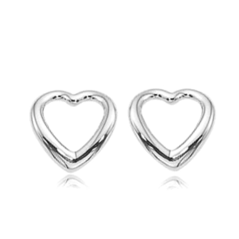 14k Gold Open Heart Stud Earrings