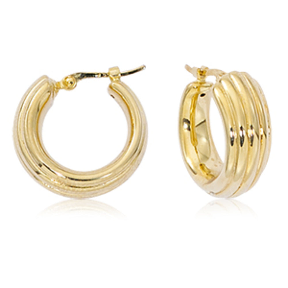 14k Gold Small Textured Hoops