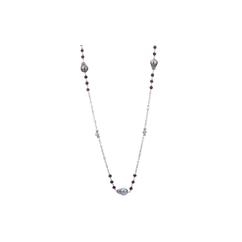 Tahitian Baroque Pearl and Garnet Necklace